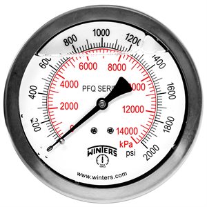 QUALITY LF 4" 0-2000 PSI / KPA 1 / 2" BACK