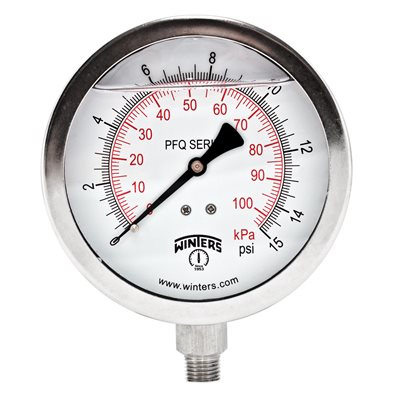 QUAL LF / SS 4"X1 / 4" BTM 0-15 PSI / KPA