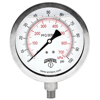 QUAL LF / SS 4"X1 / 4" BTM 0-100 PSI / KPA