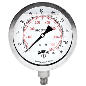 QUAL LF / SS 4"X1 / 4" BTM 0-100 PSI / KPA
