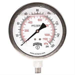 QUAL LF / SS 4"X1 / 4" BTM 0-160 PSI / KPA