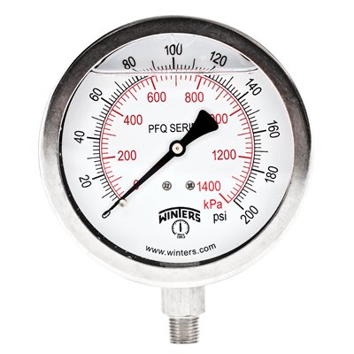 QUAL LF / SS 4"X1 / 4" BTM 0-200 PSI / KPA