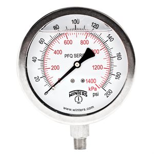 QUAL LF / SS 4"X1 / 4" BTM 0-200 PSI / KPA