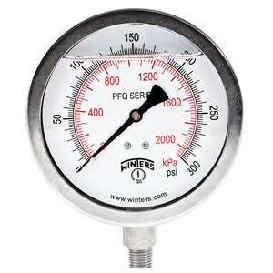 QUAL LF / SS 4"X1 / 4" BTM 0-300 PSI / KPA