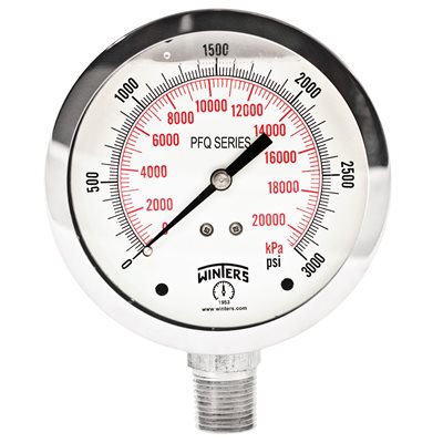 QUAL LF / SS 4"X1 / 2" BTM 0-3000 PSI / KPA