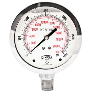 QUAL LF / SS 4"X1 / 2" BTM 0-3000 PSI / KPA