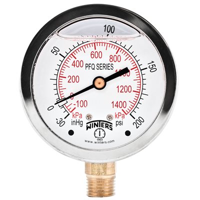 LF / BR 2.5" 30" / 0 / 200 PSI / KPA 1 / 4" BOTTOM