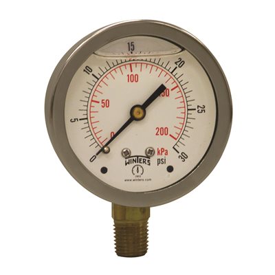 LF / BR 2.5" 0-30 PSI / KPA 1 / 4" NPT BOTTOM