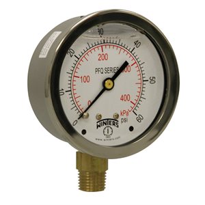 LF / BR 2.5" 0-60 PSI / KPA 1 / 4" NPT BOTTOM