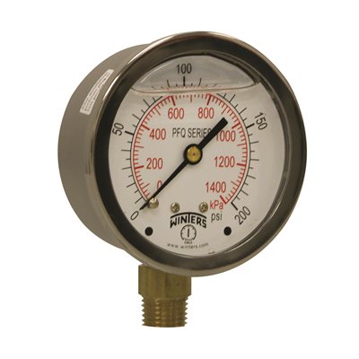 LF / BR 2.5" 0-200 PSI / KPA 1 / 4" NPT BOTTOM