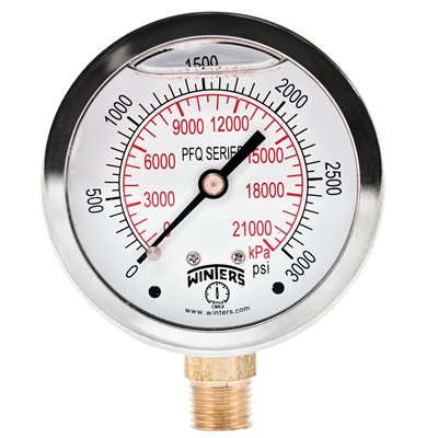 LF / BR 2.5" 0-3000 PSI / KPA 1 / 4" NPT BTM