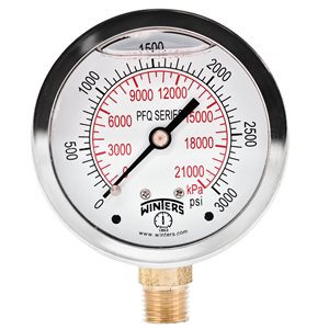 LF / BR 2.5" 0-3000 PSI / KPA 1 / 4" NPT BTM
