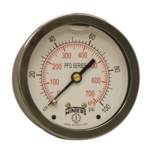 LF / BR 2.5" 0-100 PSI / KPA 1 / 4" NPT BACK