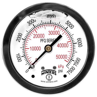 2.5"DIAL. QUALITY LF, 0 / 7500 PSI / KPA, 1 / 4" BACK CO