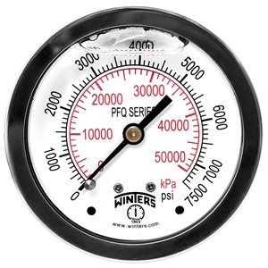 2.5"DIAL. QUALITY LF, 0 / 7500 PSI / KPA, 1 / 4" BACK CO