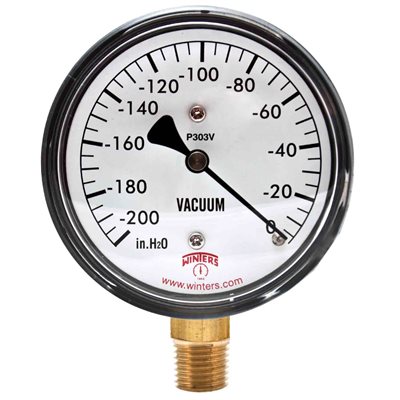 LOW PRESSURE 2.5" 0 / 200"H2O VACUUM 1 / 4" NPT BOTTOM