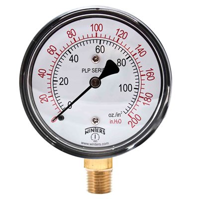 LOW PRESSURE 2.5" 0-200" H20 / OZ 1 / 4" BTM