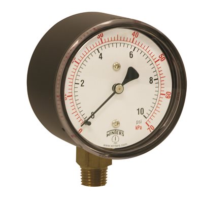 LOW PRESSURE 2.5" 0-10 PSI / KPA 1 / 4" BTM