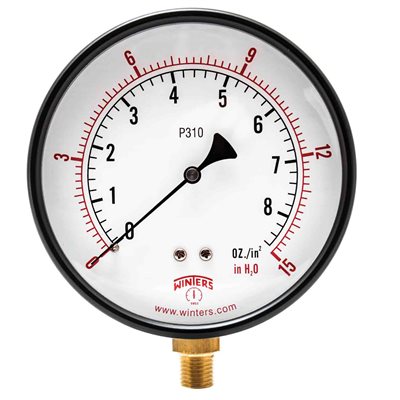 LOW PRESSURE 4" 0-15" H2O / OZ 1 / 4" BTM