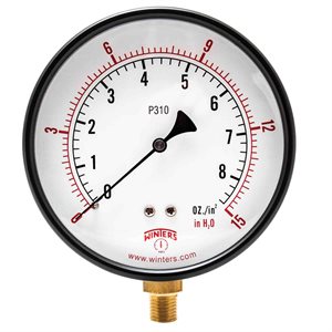 LOW PRESSURE 4" 0-15" H2O / OZ 1 / 4" BTM