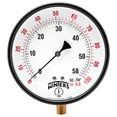 LOW PRESSURE 4" 0-100" H2O / OZ 1 / 4" BTM