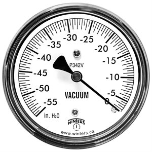 LOW PRESSURE 2.5" 0-55" H20 VAC 1 / 4 BACK