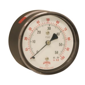 LOW PRESSURE 2.5" 0-100" WATER 1 / 4" BACK
