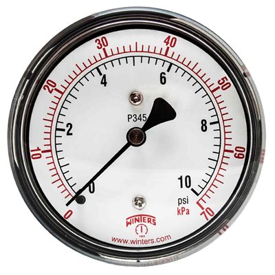 LOW PRESSURE 2.5" 0-10 PSI / KPA 1 / 4" BACK