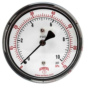 LOW PRESSURE 2.5" 0-10 PSI / KPA 1 / 4" BACK