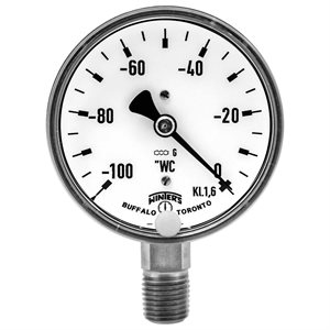 LOW PRESSURE 2.5" 0-100" H20 VAC 1 / 4 BTM