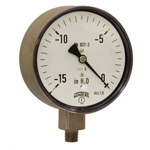 LOW PRESSURE 4" 0-15" H20 VAC 1 / 4 SS BTM