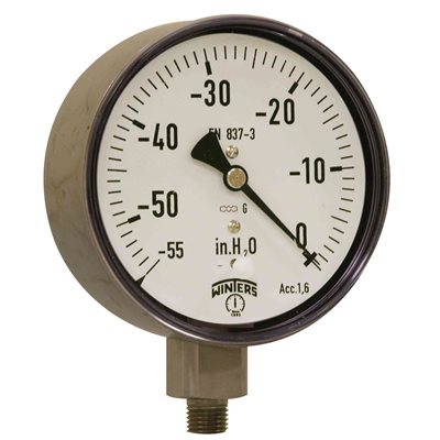 LOW PRESSURE 4" 0-55" H20 VAC 1 / 4 SS BTM