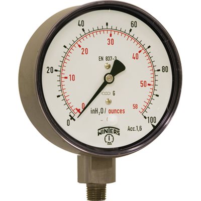 4'' 0-100'' WATER / OZ 1 / 4'' ST / ST BTM