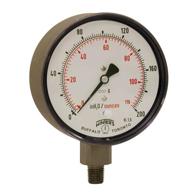 LOW PRESSURE 4" 0-200" H20 / OZ 1 / 4 SS BTM