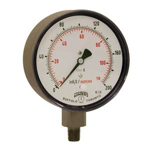 LOW PRESSURE 4" 0-200" H20 / OZ 1 / 4 SS BTM