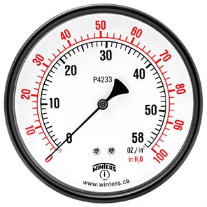 4'' 0-100'' WATER / OZ 1 / 4'' BRASS BACK