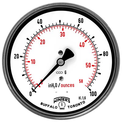 4'' 0-100'' WATER / OZ 1 / 4'' ST / ST BACK