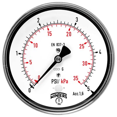 4'' 0-5 PSI / KPA 1 / 4'' ST / ST BACK