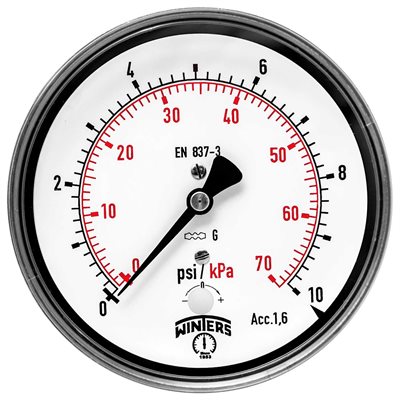 4'' 0-10 PSI / KPA 1 / 4'' ST / ST BACK