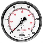 LOW PRESS 4" 0-200" H20 / OZ 1 / 4 SS BACK