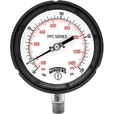 4.5'' DIAL, StabiliZR(TM) 0-100 PSI / KPA, 1 / 4'' BTM., CONN.