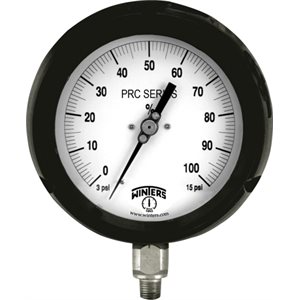 RECEIVER GAUGE 3-15 PSI & 100 % / 4" NPT BRASS BACK
