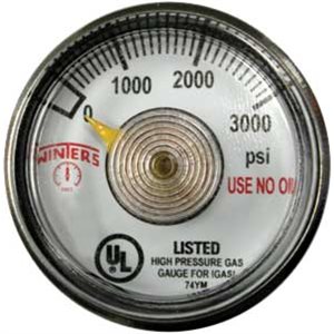 1" SPIRAL TUBE PRESSURE GAUGE, 0 / 3000 PSI, 1 / 8" BK