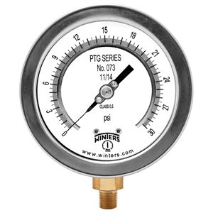 4" TEST GAUGE 0-30PSI 1 / 4"NPT BTM