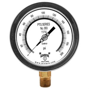 4" TEST GAUGE 0-2000 PSI 1 / 2" NPT BTTM