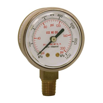 WELDING GAUGE 2" 0-200 PSI / KPA 1 / 4" BTM