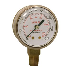 WELDING GAUGE 2" 0-200 PSI / KPA 1 / 4" BTM