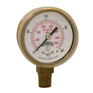 WELDING GAUGE 2" 0-400 PSI / KPA 1 / 4" BTM