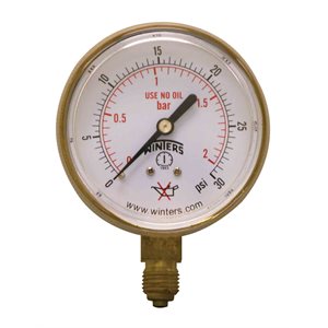 WELDING GAUGE 2.5" 0-30 PSI / KPA 1 / 4" BTM