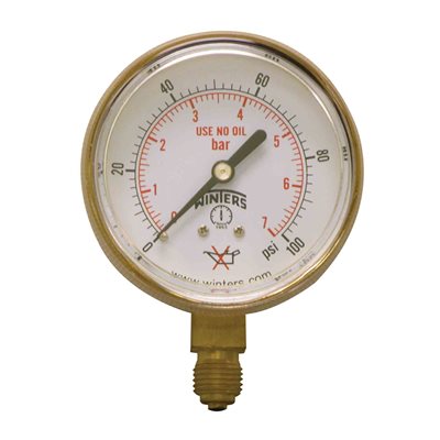 WELDING GAUGE 2.5" 0-100 PSI / KPA 1 / 4 BTM